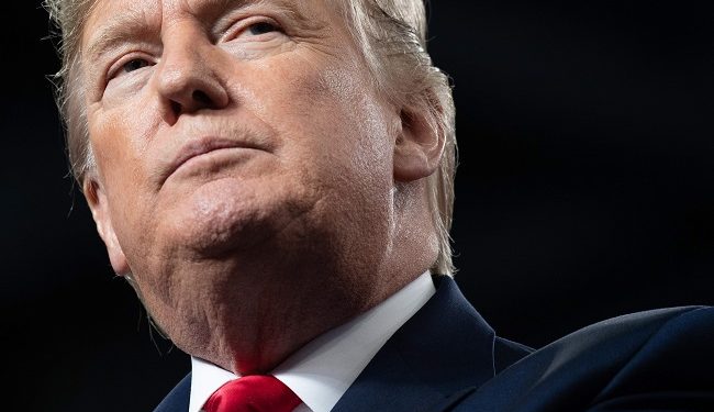 (FILES) In this file photo taken on January 9, 2020 US President Donald Trump speaks during a "Keep America Great" campaign rally at Huntington Center in Toledo, Ohio. - The head of a Canadian food giant appeared to blame US President Donald Trump for the deaths of Canadians, including an employee's wife and child, in the downing of a jetliner in Iran. The Ukraine International Airlines Boeing 737 was shot down by a missile shortly after taking off from Tehran before dawn last January 8, 2020, killing all 176 passengers and crew on board. Fifty-seven of the victims were Canadian. Maple Leaf Foods chief executive Michael McCain said late January 12, 2020 in a Twitter message that a colleague lost his wife and child to a "needless, irresponsible series of events in Iran." (Photo by SAUL LOEB / AFP)