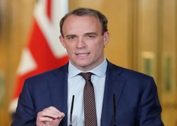 Britain's Secretary of State for Foreign affairs Dominic Raab speaks during a daily news conference to update on the coronavirus disease (COVID-19) outbreak, at 10 Downing Street in London, Britain May 7, 2020. Pippa Fowles/10 Downing Street/Handout via REUTERS   THIS IMAGE HAS BEEN SUPPLIED BY A THIRD PARTY. IMAGE CAN NOT BE USED FOR ADVERTISING OR COMMERCIAL USE. IMAGE CAN NOT BE ALTERED IN ANY FORM. NO RESALES. NO ARCHIVES