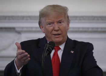 President Donald Trump speaks during a 'White House Business Session with our Nation's Governors," in the State Dinning Room of the White House, Monday, Feb.10, 2020, in Washington. (AP Photo/Alex Brandon)