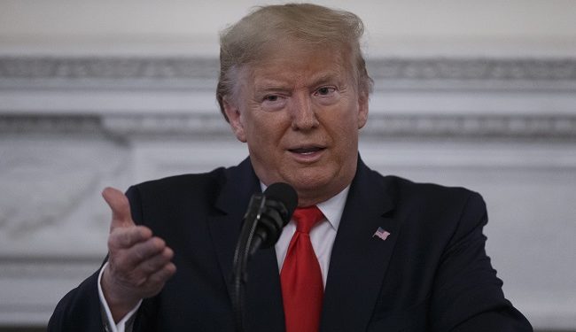 President Donald Trump speaks during a 'White House Business Session with our Nation's Governors," in the State Dinning Room of the White House, Monday, Feb.10, 2020, in Washington. (AP Photo/Alex Brandon)