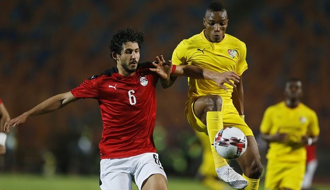 Soccer Football - Africa Cup of Nations Qualification - Egypt v Togo - Cairo International Stadium, Cairo, Egypt - November 14, 2020  Egypt's Ahmed Hegazi in action with Togo's Kodjo Fo-Doh Laba REUTERS/Amr Abdallah Dalsh