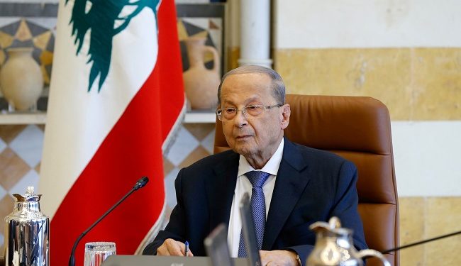 Lebanon's President Michel Aoun presides a cabinet session at the Baabda palace, Lebanon October 21, 2019. REUTERS/Mohamed Azakir