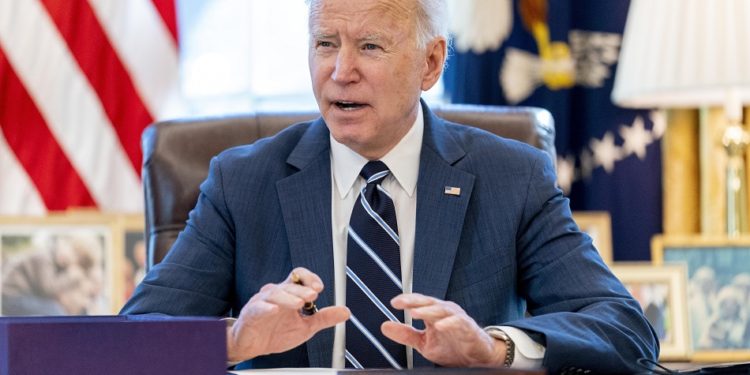President Joe Biden speaks before signing the American Rescue Plan, a coronavirus relief package, in the Oval Office of the White House, Thursday, March 11, 2021, in Washington. (AP Photo/Andrew Harnik)